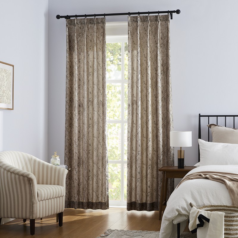 Ашық қоңыр түсті винтажды Жаккарды перде