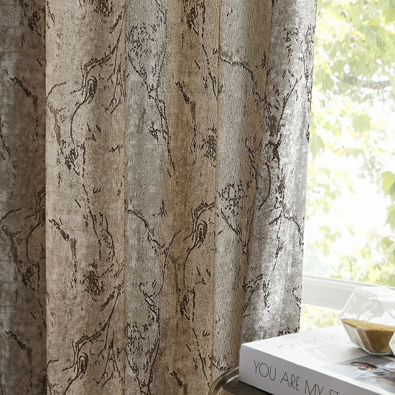 Light Brown Vintage Crackle Jacquard Curtain suppliers