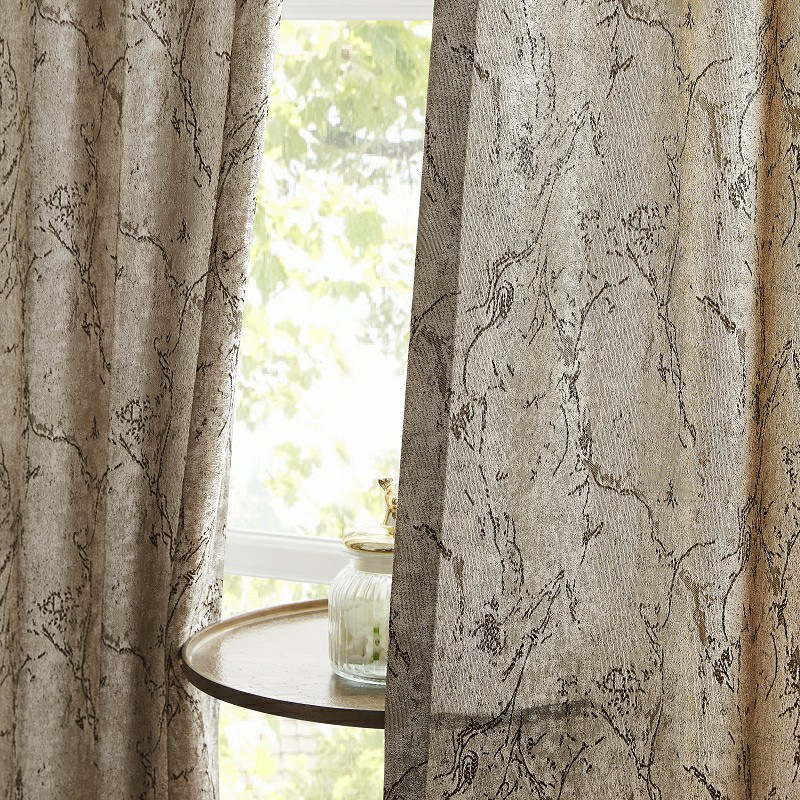 Light Brown Vintage Crackle Jacquard Curtain best