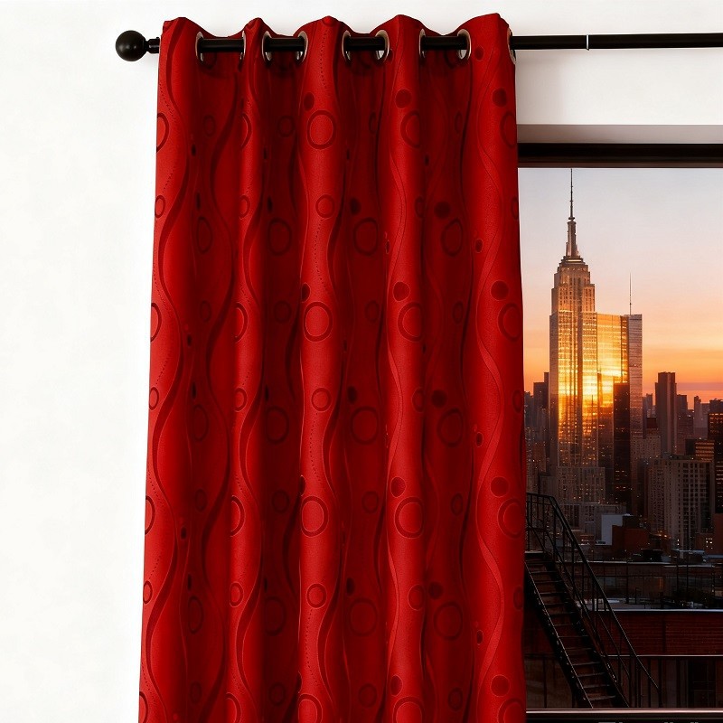 Red Cationic Jacquard Curtain suppliers